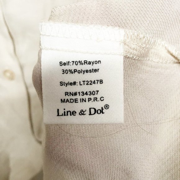 Line + Dot Beige Tan Button Down Tie Open Back Shirt M - Picture 3 of 4
